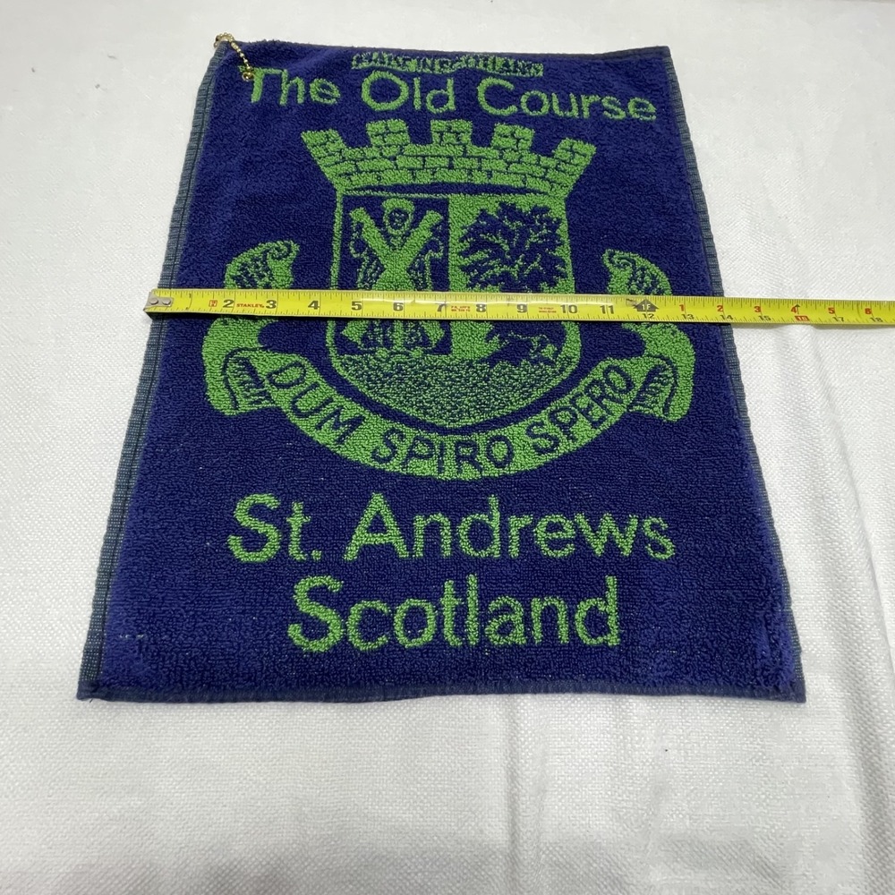 The Old Course St. Andrews Scotland Golf Club Towel Bag Blue Green Vintage - Picture 5 of 9